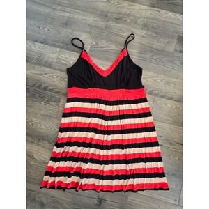 Tru To You by Cacique Black Red Tan Stripe Empire Waist Sundress Plus Size 18 20